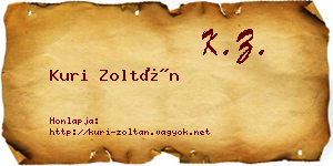 Kuri Zoltán névjegykártya
